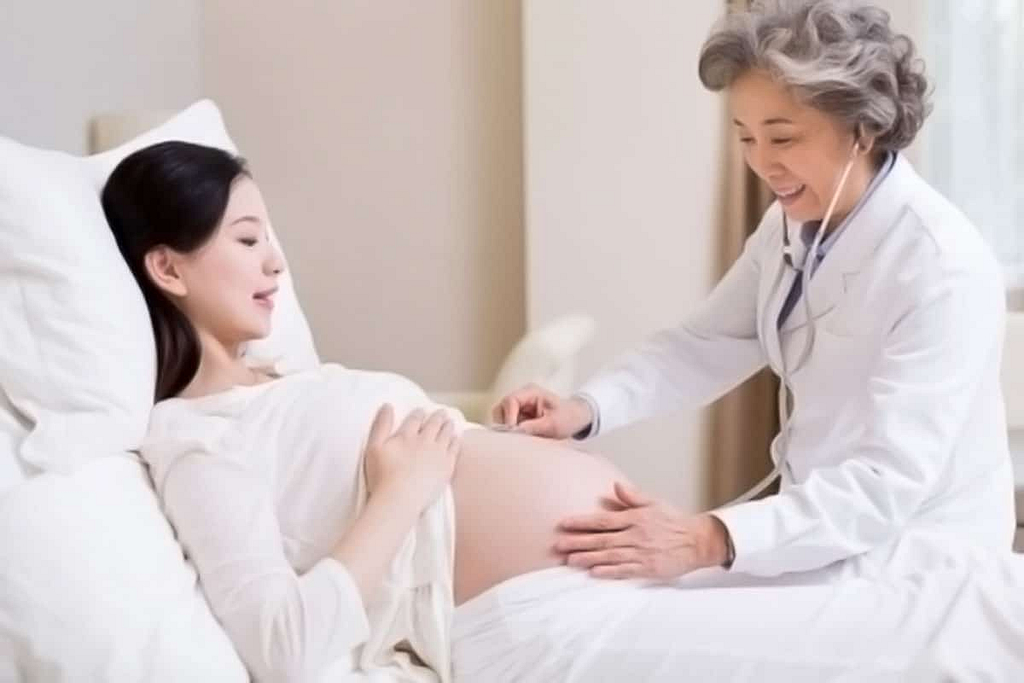 Pregnant mother being examined by Beike medical doctor